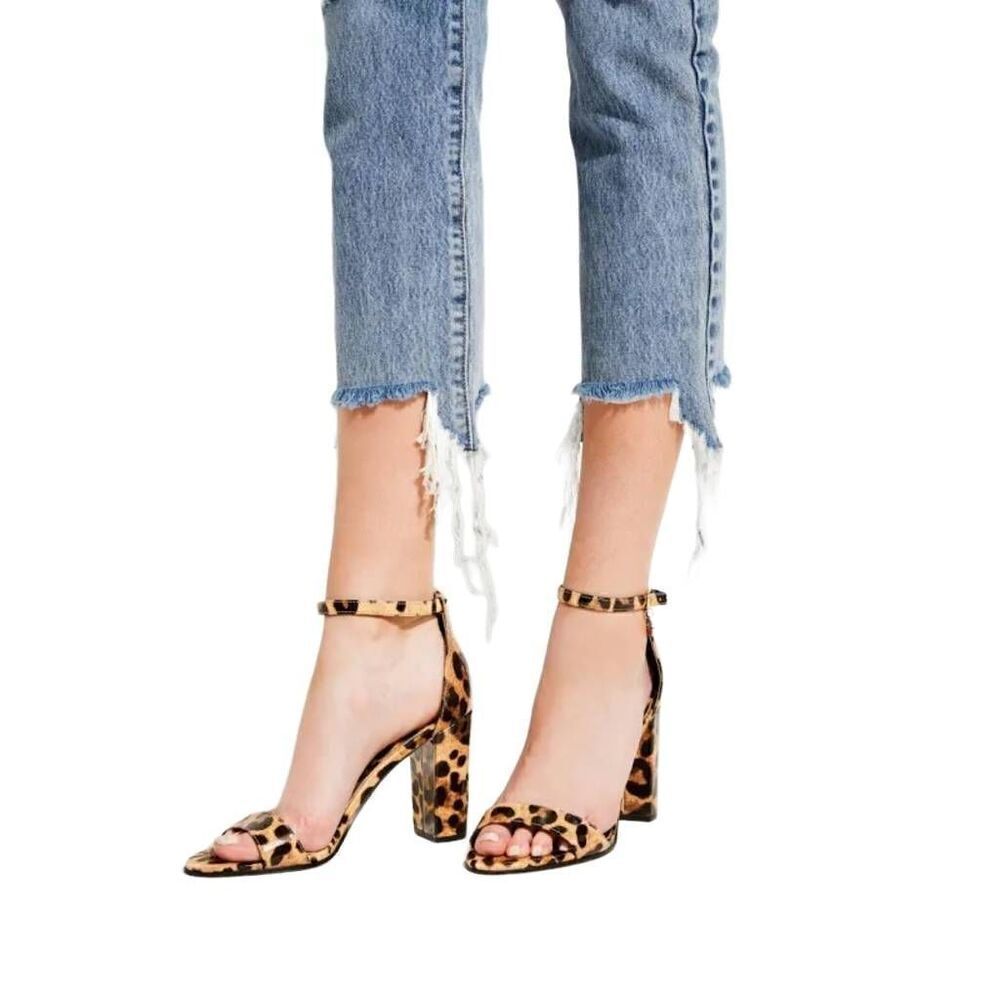 New Guess Leopard Print Shiny Block Heel Ankle St… - image 2